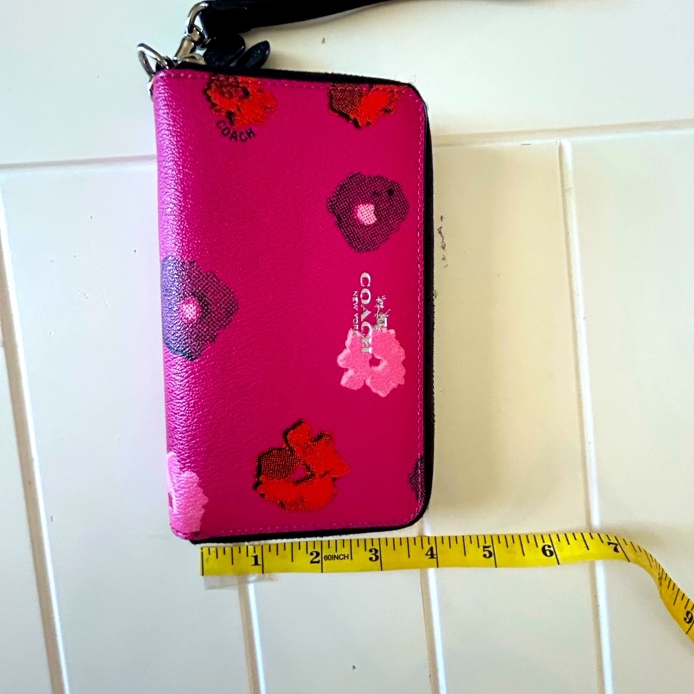 Coach Pink Floral Women's Wristlet - Picture 7 of 8